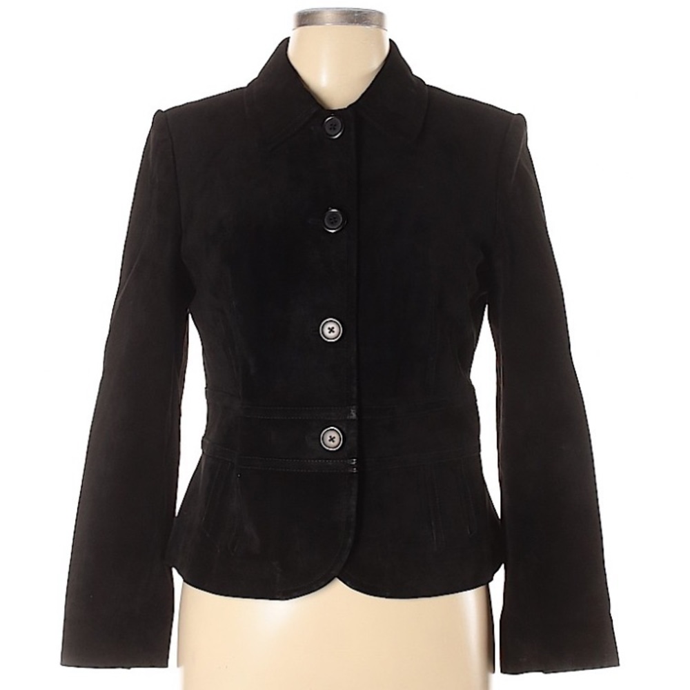 Ann Taylor LOFT Black Leather Jacket Size 10P
